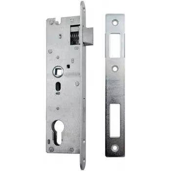PSG 63.211 L/P instickslås med fall och regel, utbytbar, 220 x 22 mm stolpe, 72 mm PZ, 50 mm avstånd, förzinkat stål