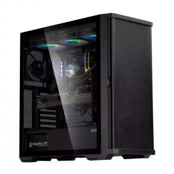 Zalman Z10 ATX Mid-Tower-chassi, svart, härdat glas, 4x ARGB-fläktar