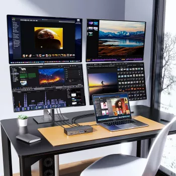 ORICO DKA22-V1-EU-BK-EP USB-C 10Gbps DisplayLink dockningsstation med 4x 4K@60Hz skärmar och 60W Power Delivery