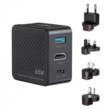 UNITEK P1242ABK01 GaN 3-i-1 reseadapter-hubb 65W med 4K@60Hz HDMI, USB-A och USB-C