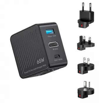 UNITEK P1242ABK01 GaN 3-i-1 reseadapter-hubb 65W med 4K@60Hz HDMI, USB-A och USB-C