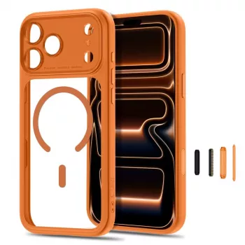 Tech-Protect MagPeak MagSafe CC skal för iPhone 17 Pro Max / 18 Pro Max - Cosmic orange/klar