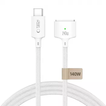 TECH-PROTECT MMC01 Ultraboost magnetisk MacBook-kabel USB-C till MagSafe 3 140W 300cm vit