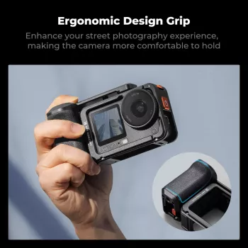 KF kamerabursbygel med handtag för DJI Osmo Action 6 / Action 5 / Action 4 / Action 3, aluminiumlegering, svart, KF12.0036