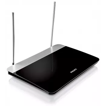 Inomhus-TV-antenn med justerbar förstärkning, 1,8 m koaxialkabel, 75 ohm, 3G/4G-filter, DVB-T/T2, RED-kompatibel