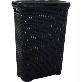 CURVER Style 40L tvättlåda med viklock, rotting-effekt, svart