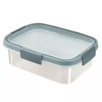 CURVER Smart Eco Fresh rektangulär matlåda 1L, lufttät & läcksäker, transparent med gröna clips