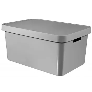 Curver Infinity Recycled 45L förvaringslåda med lock, grå, 56x39x27 cm