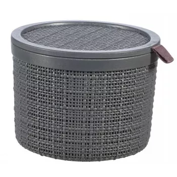 CURVER korg med lock Jute rund 2L Ø17x13cm mörkgrå