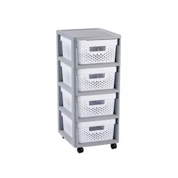 CURVER Infinity rullvagn med 4 fack 11L 30x36x69cm grå/vit