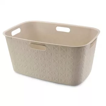 CURVER Softex 45L tvättkorg i kritvit, soft-touch rektangulär behållare med integrerade handtag, 57 x 37 x 27 cm