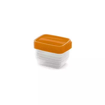 CURVER Vedo rektangulärt förvaringsburksset 5x0,5L transparent orange