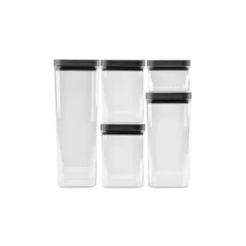 CURVER Kara förvaringsburksset för torra livsmedel 0,5L + 2x1,2L + 1,8L + 2,4L transparent/mörkgrå lufttät stapelbar BPA-fri