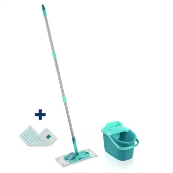 Leifheit Clean Twist M Ergo golvrengöringsset med Micro Duo mopphuvud, 33 cm, grön/vit