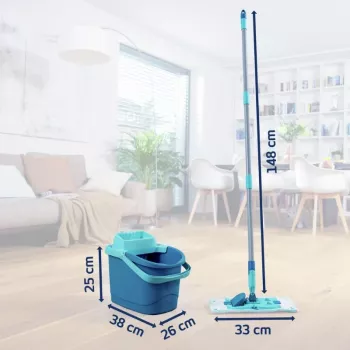 Leifheit Clean Twist M Ergo golvrengöringsset med Micro Duo mopphuvud, 33 cm, grön/vit