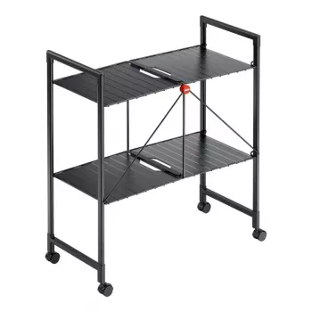 HAILO Quickboard fällbar etagevagn, 3 etage, svart, 4 svängbara hjul, 15 kg total belastning
