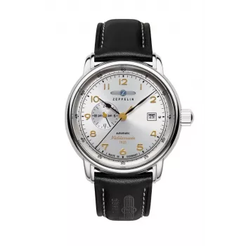 Zeppelin Mediterranee 96681 automatisk herrklocka, 40mm, blå urtavla, blått läderarmband