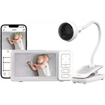 Chillax DM688 videobabyvakt med 2,8 inch färgdisplay, 2,4 GHz FHSS, 300 m räckvidd, intercomfunktion, temperatursensor, vaggvisor, vit