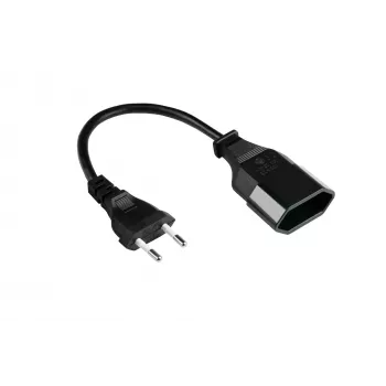 Kabelmeister Euro-förlängningskabel CEE 7/16 kontakt till uttag, 0,2 m, svart, 0,75 mm², H03VVH2-F