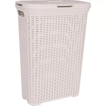 CURVER Style 40L tvättkorg med rattaneffekt, kräm, 44,8 x 26,5 x 61,5 cm