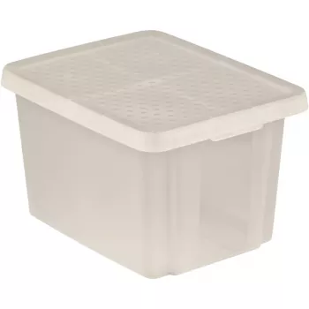 CURVER Essentials 26L transparent förvaringslåda med lock, stapelbar & nästbar, 44x34x27 cm