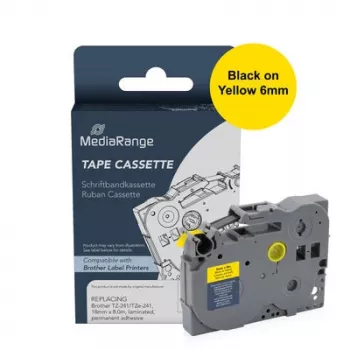 MediaRange MRBTZ611 märkbandskassett 6mm svart på gul 8m för Brother TZe-611