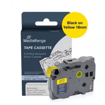 MediaRange kompatibel Brother TZe-FX641 flexibel ID-märkbandskassett 18mm gul (8m)