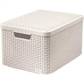 CURVER Style L förvaringslåda med lock, 43,6 x 32,6 x 23 cm, kräm, hopfällbar, stapelbar
