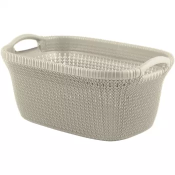 CURVER Knit 40L tvättkorg med lock och integrerade handtag, vit, 59,5 x 38,5 x 27 cm