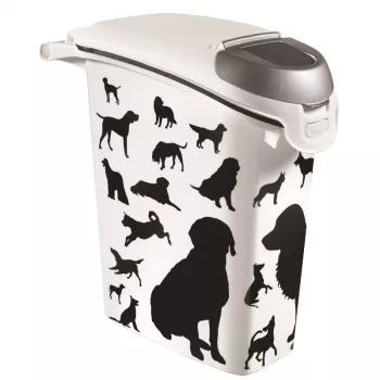Curver Petlife hundfoderförvaringsbehållare 23L svart med tassavtrycksdesign