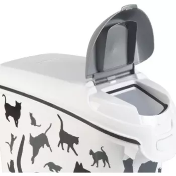 Curver Petlife hundfoderförvaringsbehållare 23L svart med tassavtrycksdesign