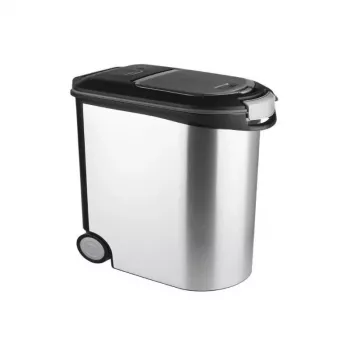 CURVER Pet Life foderförvaringsbehållare med hjul, 12kg, 35L, 49,3x27,8x40,3 cm, silver