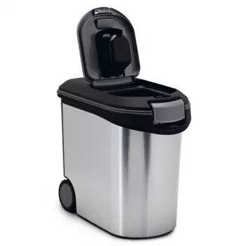 CURVER Pet Life foderförvaringsbehållare med hjul, 12kg, 35L, 49,3x27,8x40,3 cm, silver