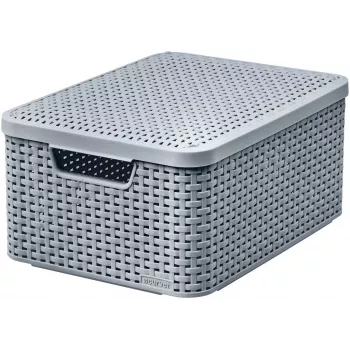 CURVER Style M förvaringslåda med lock, 39,3 x 29,3 x 18,7 cm, ljusgrå, hopfällbar