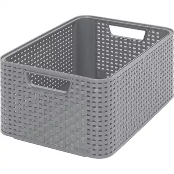 CURVER Style förvaringslåda M 38,6x28,7x17 cm ljusgrå rottingoptik 17L