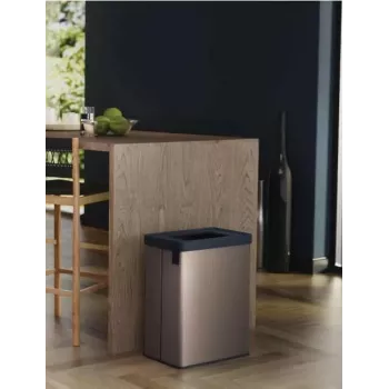 KETER Verto Recycle 54L rektangulär metalliserad soptunna, Pärlgrå