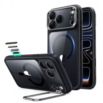 ESR Classic Hybrid Kickstand MagSafe-skal för iPhone 17 Pro Max / 18 Pro Max, Transparent/svart