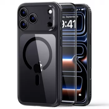 ESR Classic Hybrid MagSafe & härdat glas-skal för iPhone 17 Pro / 18 Pro Transparent/svart