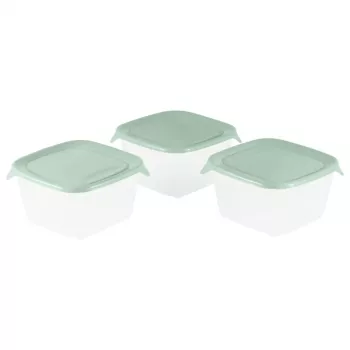 Curver Fresh&Go kvadratiska matlådor set 3-delat 3x1,2L grön