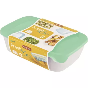 CURVER Fresh & Go rektangulärt förvaringsset 3-delat (2L + 1L + 0,5L) grön