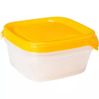 CURVER Fresh & Go husdjursmatskålsset med 3 st, 0,8L vardera, gul, lufttäta lock