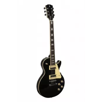 Stagg SEL-STD Black elgitarr med massiv al-kropp, mahogny set-hals, palissandergreppbräda, HH-mikrofoner, Tune-o-matic-stall