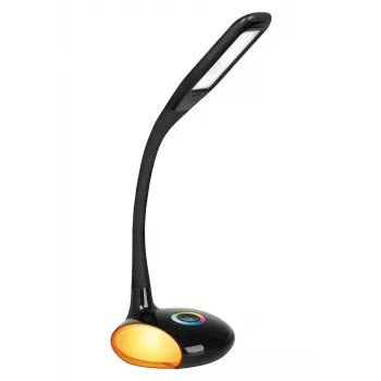 Activejet AJE-VENUS RGB svart LED-skrivbordslampa med RGB-bas, 7W huvudljus, 3W RGB-bas, 400lm, 3000K/4500K/6000K, touchstyrning, flexibel arm