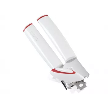 LEIFHEIT konservöppnare Lifty manuell Top-Cut med ergonomiskt handtag, rostfri stålklinga, vit/grå
