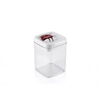 LEIFHEIT Fresh&Easy lufttät livsmedelsbehållare 1,6L, BPA-fri, transparent med grönt lock