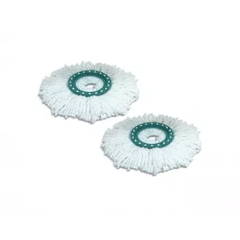 LEIFHEIT Clean Twist Disc mopp ersättningsset, 2 mikrofibermopphuvuden, vit