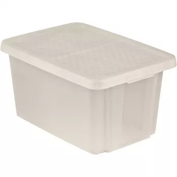 CURVER Essentials 45L transparent förvaringslåda med lock, 57 x 40 x 30 cm, stapelbar, livsmedelsgodkänd