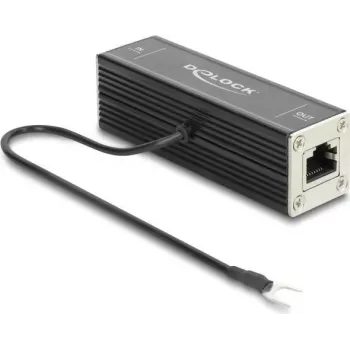 Delock RJ45 nätverksöverspänningsskydd Cat.6A, PoE++ kompatibel, 10 Gbps, skärmad, svart