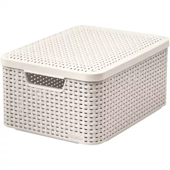 CURVER Style M förvaringslåda med lock, 39,3 x 29,3 x 18,7 cm, creme, 21,6L, hopfällbar