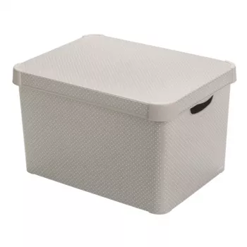 Curver Deco Stockholm L förvaringslåda med lock 39,5x29,5x23,5 cm prickar svart/vit